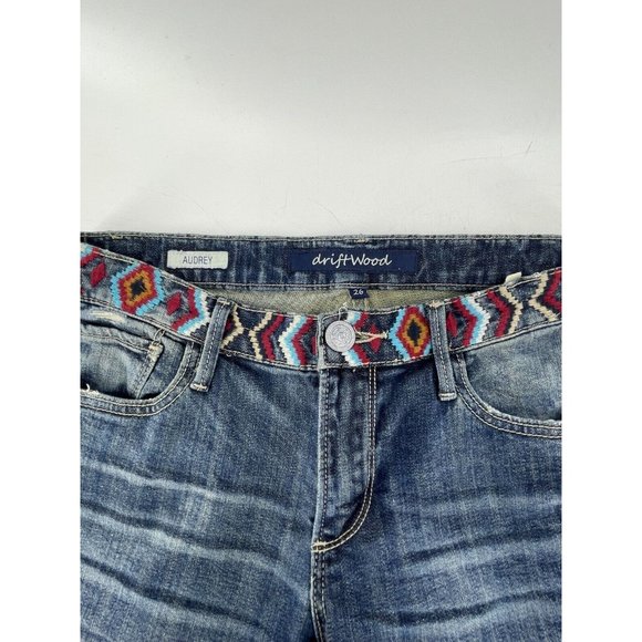 Vigoss Audrey Driftwood Embroidered Designer Low Rise Denim Jeans Size 26 - Picture 6 of 14